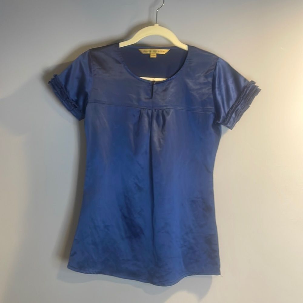 Navy Stain Short Sleeve Blouse